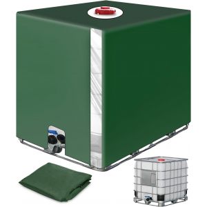 NouvelHorizonstore-Bache pour Cuve IBC 1000L, B&acirc;che Recuperateur d Eau de Pluie avec Film Transparent, Anti-UV Anti-Poussi&egrave;re Bache Couvercle Housse de Protection Cuve Vert(116 x 100 x 120 cm) - Neuf
