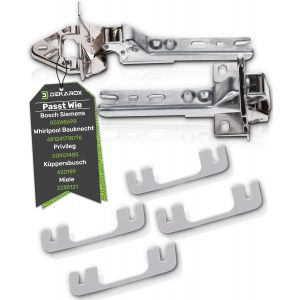 Kit de charni&egrave;res de porte compatible avec Bosch Siemens 00268698 00268699 remplace les charni&egrave;res de 30 mm, 35 mm, 42 mm, avec 4 plaques pour r&eacute;frig&eacute;rateur - Neuf