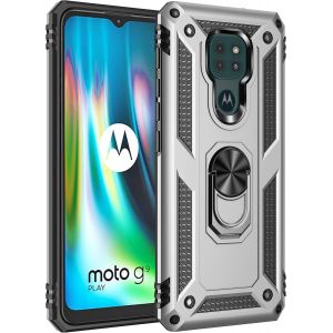 Kal-Coque Motorola Moto G9 Play/Moto E7 Plus/G9 + 9d Verre Trempé, Silicone Souple Et Pc Dur Coque [Slim Armor] Protection Résistante, Anti-Choc, Anti-Rayure, Etui Housse Avec Support Kickstand - Neuf