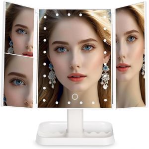 Kal-Miroir Cosmétique Avec Éclairage - Pliable - 1x/2x/3x - Miroir De Maquillage Cosmétique Avec Miroir Tactile - Miroir Cosmétique Pliable Led - Neuf