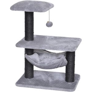 , Arbre À Chat Modèle Tokyo Bridge 47x34,5x62 Cm, Gris, Avec Hamac Et Balle De Jeu, Peluche Et Sisal De Qualité, En Format Compact, Assouvit L'instinct De Grattage De Votre Chat - Neuf