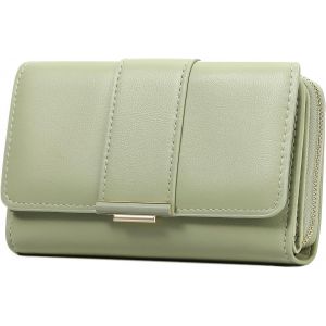 CAUC-Portefeuille Femme Moyen Porte-Monnaie Grande Capacite Blocage RFID Porte Feuilles avec 7 Porte-Cartes et Grande Zipp&eacute; Pochette &agrave; Monnaie - Neuf
