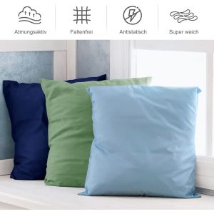 Cauc-Taie Oreiller 40x80 Bleu Clair - Lot De 2 Taies D'oreillers 40 X 80 Carr&eacute; En Microfibre Bross&eacute;e, Housse Oreiller Coussin Oreiller Avec Sa Fermeture &Agrave; Rabat (Sans Fermeture &Eacute;clair) - Neuf