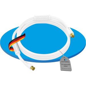 C&acirc;ble d'antenne SAT C&acirc;ble coaxial C&acirc;ble satellite avec Ferrite TV blind&eacute; 4 fois, pour HDTV, r&eacute;cepteur, Internet, satellite, DAB, radio, 5,0m - Neuf