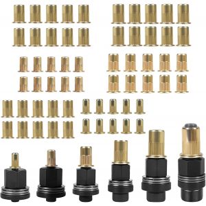 MEVRONISSHOP-66 Pi&egrave;ces &Eacute;crous &agrave; t&ecirc;te de Rivet &agrave; Main Contient 60 &eacute;crous Convient au Kit de T&ecirc;te de Rivet &agrave; Main Pneumatique Ecrou a Sertir pour Rivets M3 M4 M5 M6 M8 M10 Insert Filet&eacute; Metal - Neuf