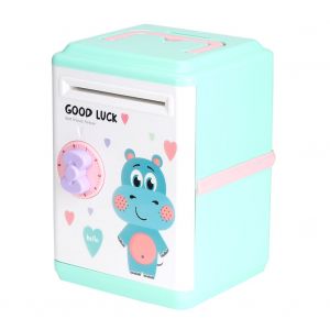 Tirelire electrique a depot automatique pour enfants (hippopotame bleu) - Neuf