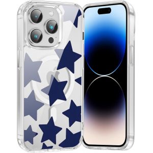 Kal-Coque Magnétique Pour Iphone 16 Pro 6,3"", Compatible Avec Magsafe, Transparente Fille Etui Avec Aesthetic Motif Etoile Dessin, Souple Silicone Mince Tpu Bumper Case Antichoc Protection Housse - Neuf