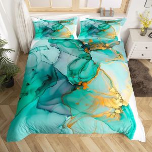 Double (Sans Couette)-Noir Blanc Gris-Parure De Lit Homewish En Marbre Violet Clair, Housse De Couette Fluide Et Abstraite Dorée Pour Homme Et Femme, Motif Marbre À Paillettes Bronzantes, Housse De - Neuf