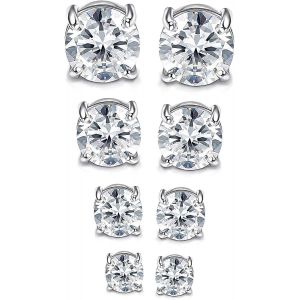 4 Paires Acier Inoxydable Magnétique Boucle D'oreille Pour Homme Femme Non-Piercing Clip On Clou D'oreille Zircone 4-7mm.[X59] - Neuf