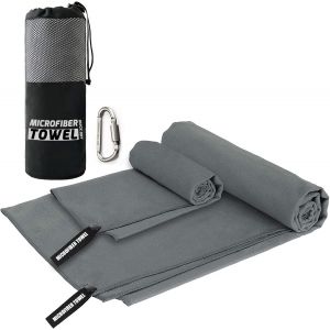 Letnerny-Ensemble De Serviettes De Voyage Et De Sport En Microfibre À Séchage Rapide, Super Absorbantes, Compactes, Légères ¿ Pour Camping, Randonnée, Plage, Yoga, Natation ¿ Comprend 2 Tailles + Sac - Neuf