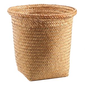 MEVRONISSHOP-Poubelle Panier De Paille Panier De Paille Bo&icirc;te Florale Panier Organisateur Sale Panier V&ecirc;tements Poubelle De Salle De Bain En Osier En Bois Algue Marine Panier Tress&eacute; - Neuf