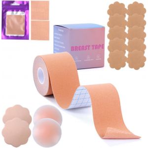 Breast Lift Adhesive Boob Tape For Breast Lift And Push Up With 1 5 Cm X 5 M Adhesive Boob Tape 4 Invisible Nipple Covers Reusable 10 Nipple Covers Suitable For A-G Cups - Neuf