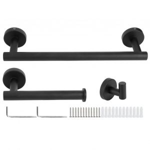 Hjlian Ensemble De 3 Supports De Rangement Pour Serviettes, Porte-Papier Mural, Crochets A Vetements, Kit De Quincaillerie De Salle De Bain Noir - Neuf
