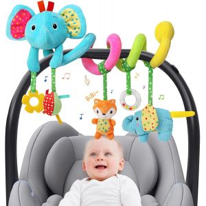 Tdrfl-Jouets D'éveil Bebe 0 3 6 Mois,Spirale D'activité Bebe,Jouet Poussette A Suspendre Pour Berceau Landau Lit,Jouet De Peluche Hochets Cadeau Pour Bebe Nourrissons Garçon Fille-Éléphant - Neuf