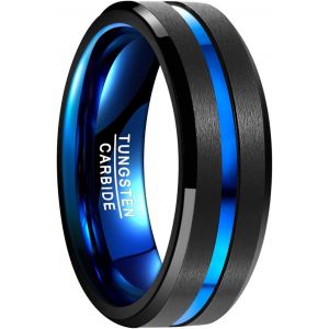 Bnhgc-Bague Homme/Femme En Tungstène 8mm, Bague Anneau De Mariage/Fiançailles/D'amitié/Bague De Qualité Multicolore Bijoux De Mode, Taille 47(15.0)-80(25.5) - Neuf