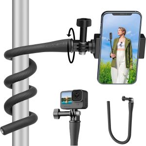 Flexible Support pour GoPro Hero 13/12/11/10/9/8,DJI OsmoAction 5 Pro 4 3,Insta360 X5,Forme de Queue de Singe en Perche &agrave; Selfie pour Smartphones iPhone Android,Cam&eacute;ra d'action Accessoires - Neuf