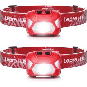 Lampe Frontale &Agrave; Piles, C500 Torche Frontale Led 1300lux Concentr&eacute;e Diffus&eacute;e 6 Modes Avec Lumi&egrave;re Rouge, Ipx4 &Eacute;tanche Ultra-L&eacute;ger Pour Course, Randonn&eacute;e, P&ecirc;che, Rouge - Neuf