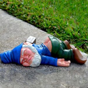 MEVRONISSHOP-JOKBEN Nain de jardin ivre cr&eacute;atif pour les yeux, statue de jardin gnomes, artisanat, d&eacute;coration de jardin, d&eacute;coration de jardin amusante en r&eacute;sine, pour l'ext&eacute;rieur, bleu - Neuf