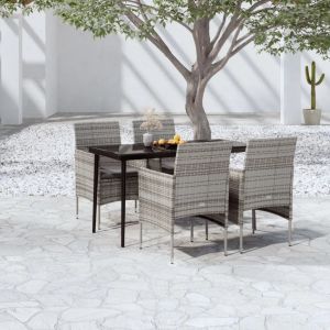 Prolenta Premium - Ensemble &Agrave; Manger De Jardin Et Coussins 5pcs Gris/Noir - Neuf