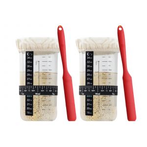 Kit De Levain En Bocal Avec Bocaux En Verre De 700 Ml Et Accessoires De Cuisson - Neuf