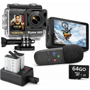 Mevronisshop-5k Cam&eacute;ra Sport 5k30fps 4k60fps 120fps Marque Fran&ccedil;aise 31 Accessoires Photo 50mp 2 Ecrans Tactile Vlog T&eacute;l&eacute;commande Micro 360&deg; Stabilisateur E.I.S 2.0 &Eacute;tanche 30m Carte Sdxc 64go 2x1350 - Neuf