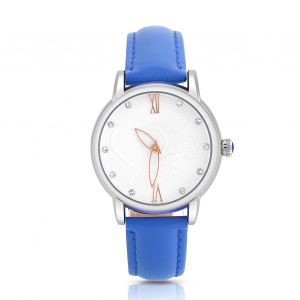 Montre Analogique A Quartz Etanche Pour Femme Avec Bracelet En Cuir (Bracelet Rose Et Bleu) - Neuf
