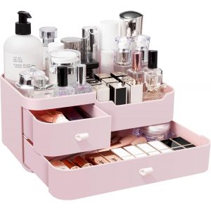 Dww-Rangement Maquillage Tiroir Cosmetique Organisateur: Makeup Organizer Boîte de Produit Beauté pour Salle de Bain - Cosmetic Organiser pour Parfum Pinceaux Palette | Rose - Neuf