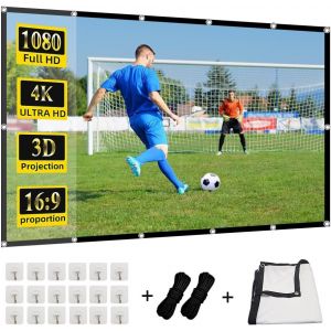 Écran De Projection Avant Arrière De 254 Cm, 16:9, Pliable, Anti-Plis, Portable, Pour Cinéma Maison, Extérieur, Intérieur, Cinéma, Nuit, Cadeau De Noël - Neuf