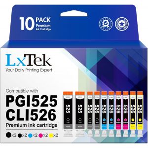 Compatible Cartouches d'encre Remplacement pour Canon 525 526 pour PIXMA IX6550 MX715 MX885 MX895 IP4850 IP4950 IP6550 MG5120 MG5150 MG5250 (PGI- Noir CLI- Noir Cyan Magenta Jaune, 10-Pack) - Neuf