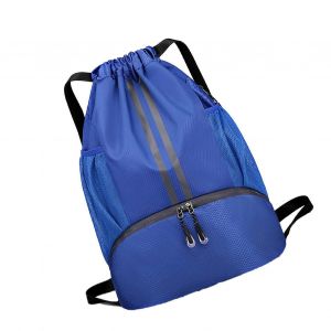 Sac A Dos De Football, Sac A Cordon Avec Compartiment Pour Chaussures Et Compartiment Pour Affaires Seches Et Humides, Bleu - Neuf
