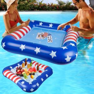 Blazeflux-Table De Jeu Gonflable Pour Piscine 4th Of July Avec Cartes Impermeables 41 Pouces Pour Jeux Flottants Plage Ete - Neuf