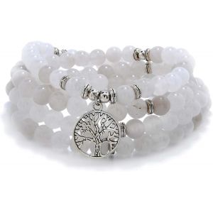 Eryi-Collier De Perles Mala De 8 Mm, 108, Bracelet De Méditation Avec Breloque Arbre De Vie - Neuf