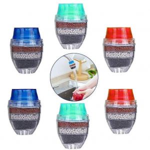 6 Pcs Robinet De Cuisine Rond Filtre À Charbon Actif Robinet Purificateur D'eau 5 Couches Maison Purifié Fauc - Neuf