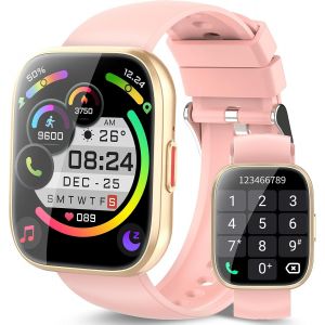 Montre Connectée Homme Femme,1.85"" Hd Smartwatch Avec Appel Bluetooth,110+ Modes Sportifs,Montre Intelligente Etanche Ip68 Avec Podometre/Sommeil/Cardiofrequencemetre Pour Android Ios,Rose - Neuf
