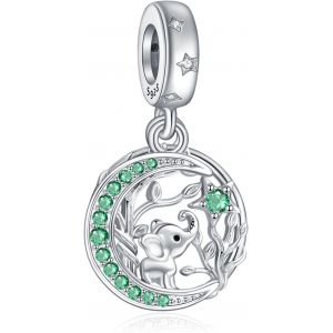 Trahoo-Pendentif Série Animal En Argent Sterling 925 Shine 5a Zircon Charme Éléphant, Chiot, Chaton, Dauphin, Licorne Femme Bracelet Collier Pendentif - Neuf