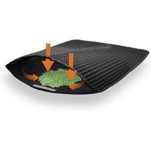 Tapis Litiere Chat,60 * 40cm Double Couche Non-Slip Tapis Chat Litiere,Tapis De Toilette Pour Chat Pliable Tapis Chat Contrôle De Litière Accessoire Chat Sac Litiere Chat(Noir) - Neuf