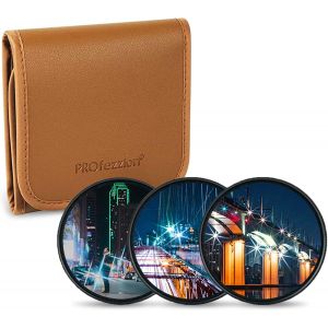 Star Filter Variable 77 mm Star Filter 3 Pieces (4 Point, 6 Point, 8 Point) with Filter Pouch for Canon EF 16-35 mm f4L, RF 24-105 mm f4L, Fujifilm XF 16-55 mm f/2.8 - Neuf