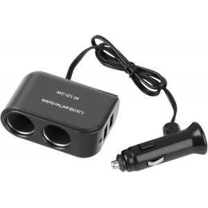 JGD-Double Prise 12V/24V avec 2 Ports USB, Chargeur Voiture 3.1A et R&eacute;partiteur pour V&eacute;hicule - Adaptateur Double avec Prise USB et Multiprise pour Voiture, Camion, Camping-Car - Neuf