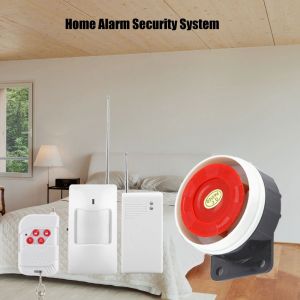 HJLIAN Systeme d'alarme sans fil, sirene, detecteur infrarouge, capteur magnetique de porte, securite domestique (prise americaine) - Neuf