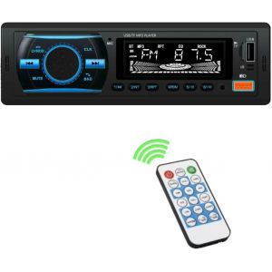 Autoradio Bluetooth, LCD Affichage 7 Couleurs Éclairage,1 DIN Radio Voiture Récepteur avec Lecteur MP3 WMA FM Télécommande, Deux USB Port, Main Libre Stéréo 4X 50W - Neuf