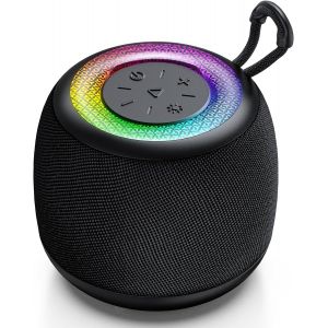 EDKAL-Enceinte Bluetooth Portable 5.3,Enceinte Sans Fil Avec Bass Puissantes,Autonomie 24 Hrs,Son Surround À 360 Degrés,Appairage Tws,Tf Carte,Lumière Led,Pour Fêtes/Voyage/Extérieur,Noir - Neuf