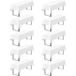 Chenquansarl-Lot De 10 Nappes À Bière - 260 X 110 Cm - En Polyester Opaque - Lavables - Pour Banquets En Plein Air - Blanc - Neuf