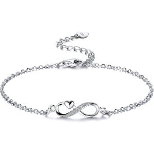 Kalsw-Bracelets Femmes 925 Argent Sterling Scintillant Zircone Cubique Baiser Bracelet Accent Infinity Pour Toujours Bracelets Pour Femmes - Neuf