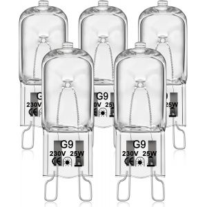 Ampoule G9 Halogène Pour Four,Ampoules 230v 25w Halogen Dimmable,Blanc Chaud 2800k Lampe À Tolérance De 300°C Pour Neff/Aeg/Smeg/Hotpoint/Bosch/Whirlpool/Electrolux/Zanussi/De Dietrich Lot 5 - Neuf