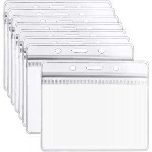 JEXNOVASHOP-Lot de 50 badges en plastique Porte-cartes d'identit&eacute; &eacute;tiquettes de protection transparent pour Carte d'identit&eacute;, Carte de Bus, Carte D'&eacute;tudiant, Carte de Visite - Neuf