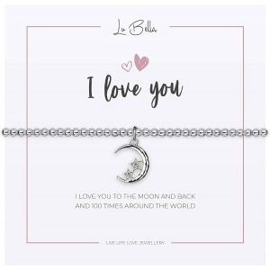 Bracelet D'amitié En Argent Pour Femme - Empilable - Réglable - Extensible - Avec Breloque Lune - Sac Cadeau Inclus, Taille Unique, Métal - Neuf