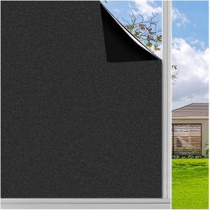 ERYI-Fenêtre Auto-Adhésif Verre Dépoli Film Intimité Opaque Anti-Uv Statique Pour Salle De Bain Bureau Noir Mat 44.5 X 200Cm - Neuf