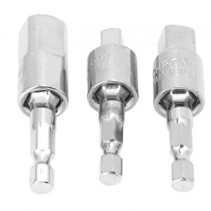 3Pcs Power Drill Socket Set Métal Tige hexagonale Adaptateur carré 360 degrés Argent rotatif - Neuf