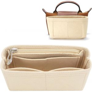 Nzqaf-Mini Organiseur De Sac En Feutre Pour Longcham, Beige - Sac À Main Petite, Fourre-Tout, Poche Intérieure Léger (Fermeture Éclair) - Neuf