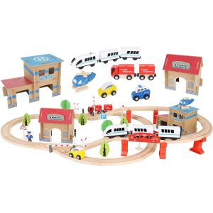 Train De Jouet En Bois Chemin De Fer En Bois Piste De Voiture Pour Enfants Bucket Top Mountain Avec Récipient 9362 - Neuf